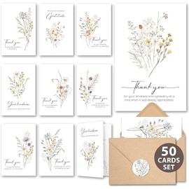 Watercolor Boho Wildflower Bereavement Thank You C..